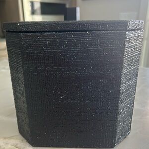 CB2 Black Lacquered Linen Ice Bucket